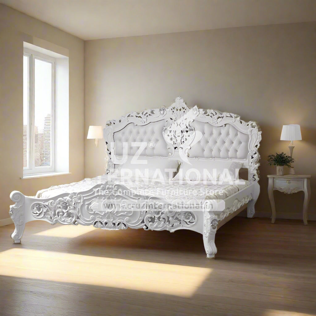 Maharaja Michele White Carving Bed CRUZ INTERNATIONAL